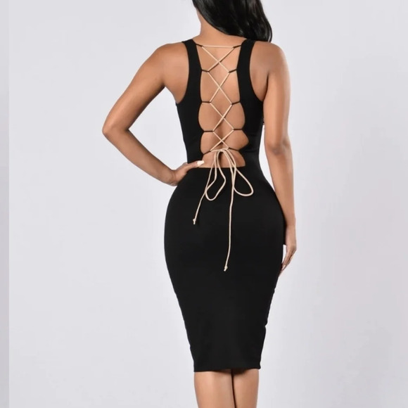 NWOT ILLUSIONIST DRESS BLACK TAUPE - Picture 2 of 6